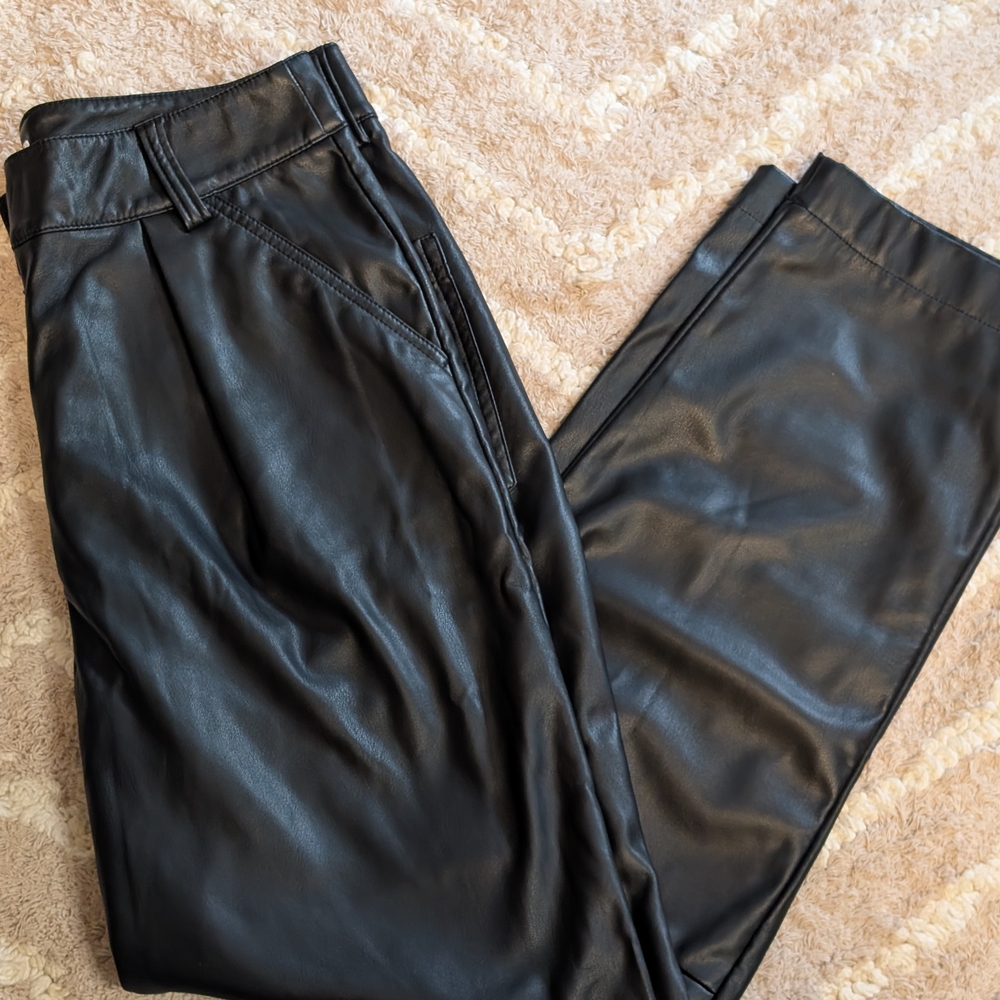 Topshop Black Faux Leather Pants